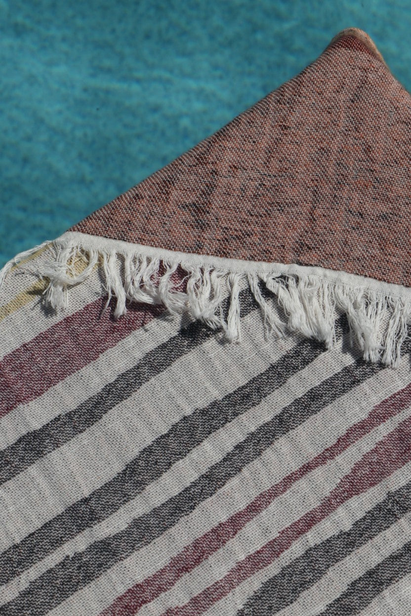 earthy coloured towel close up