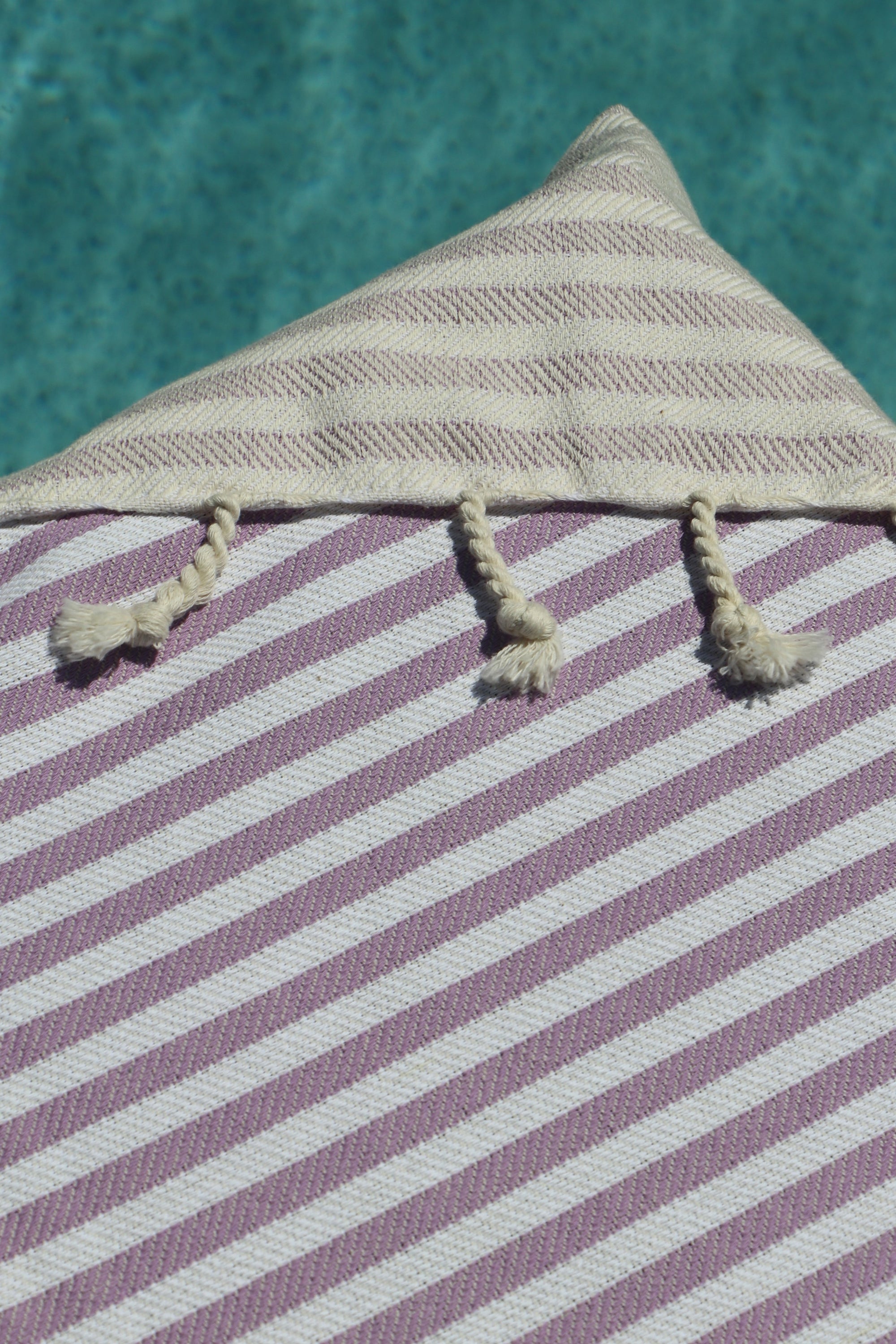 bronte turkish towel lilac stripe close up