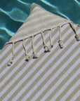 bronte turkish towel beige stripe close up