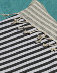 bronte turkish towel black stripe close up