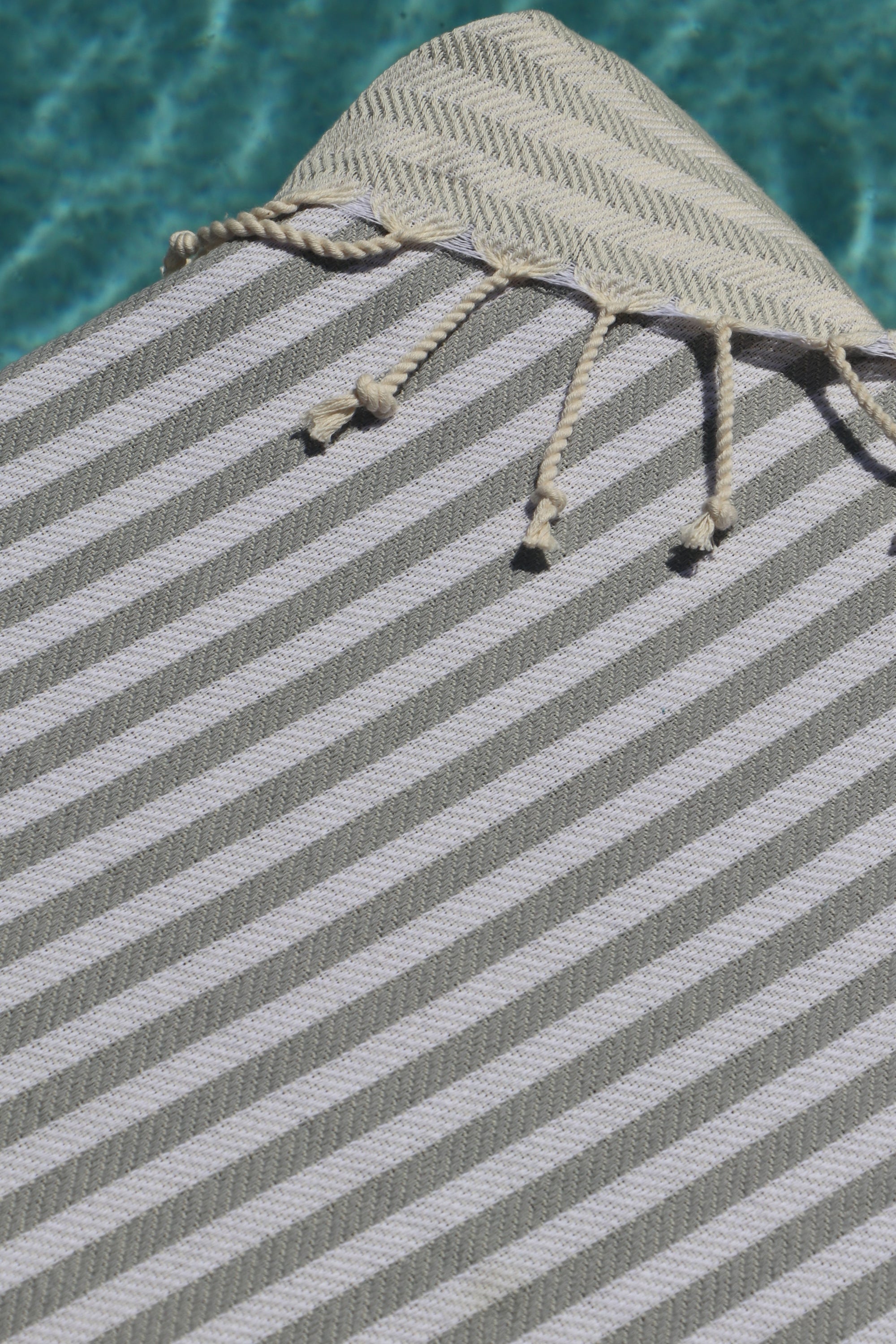 bronte turkish towel grey stripe close up