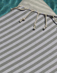 bronte turkish towel grey stripe close up