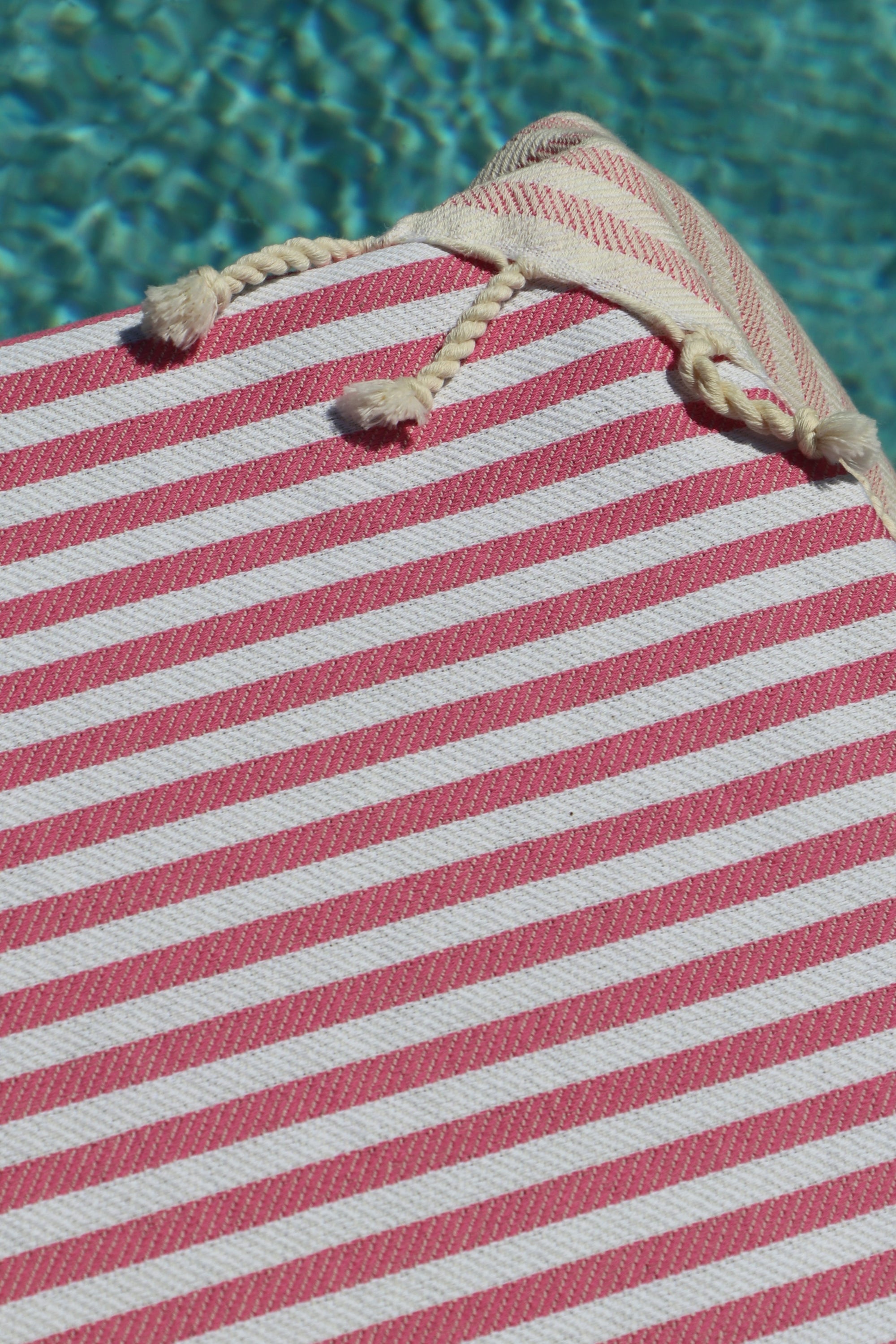 Bronte turkish towel hot pink stripe close up