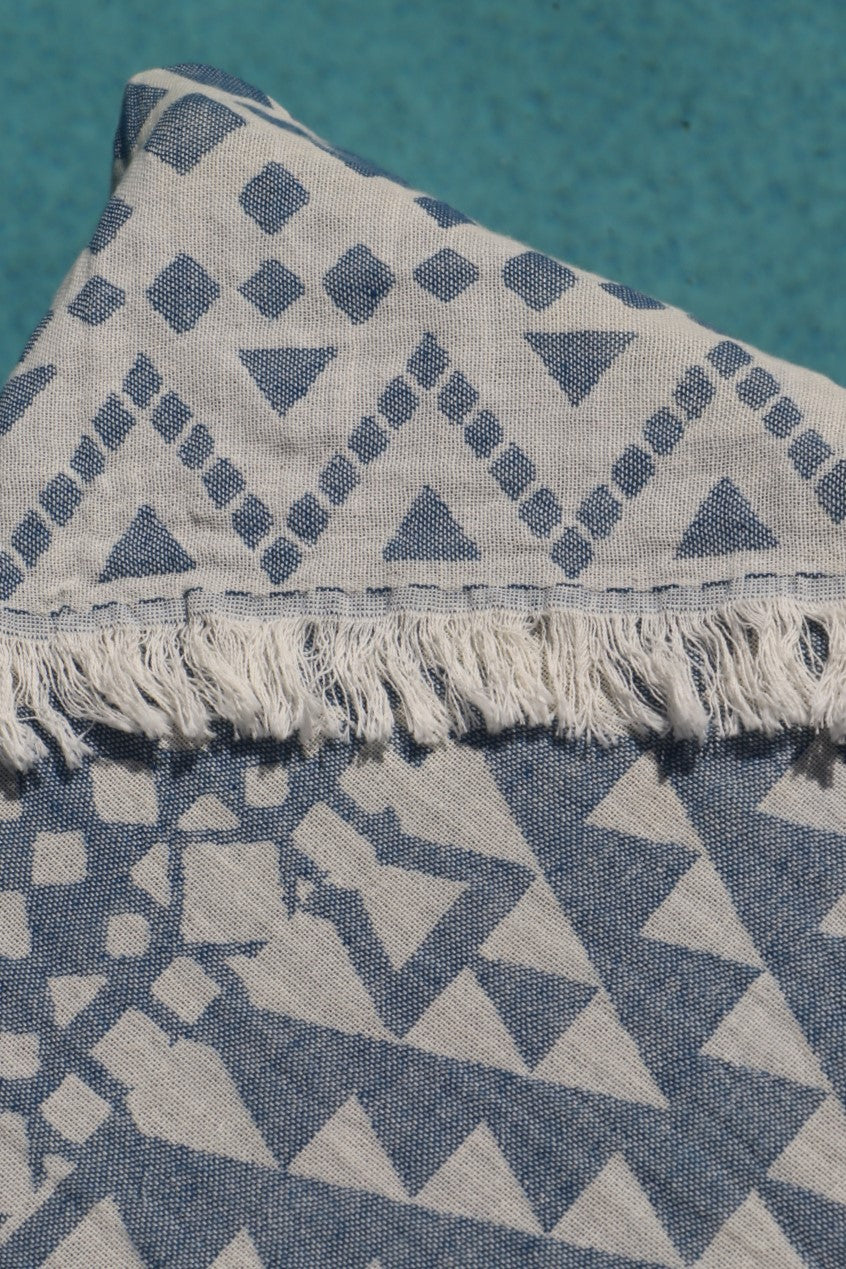 blue burleigh beach towel close up