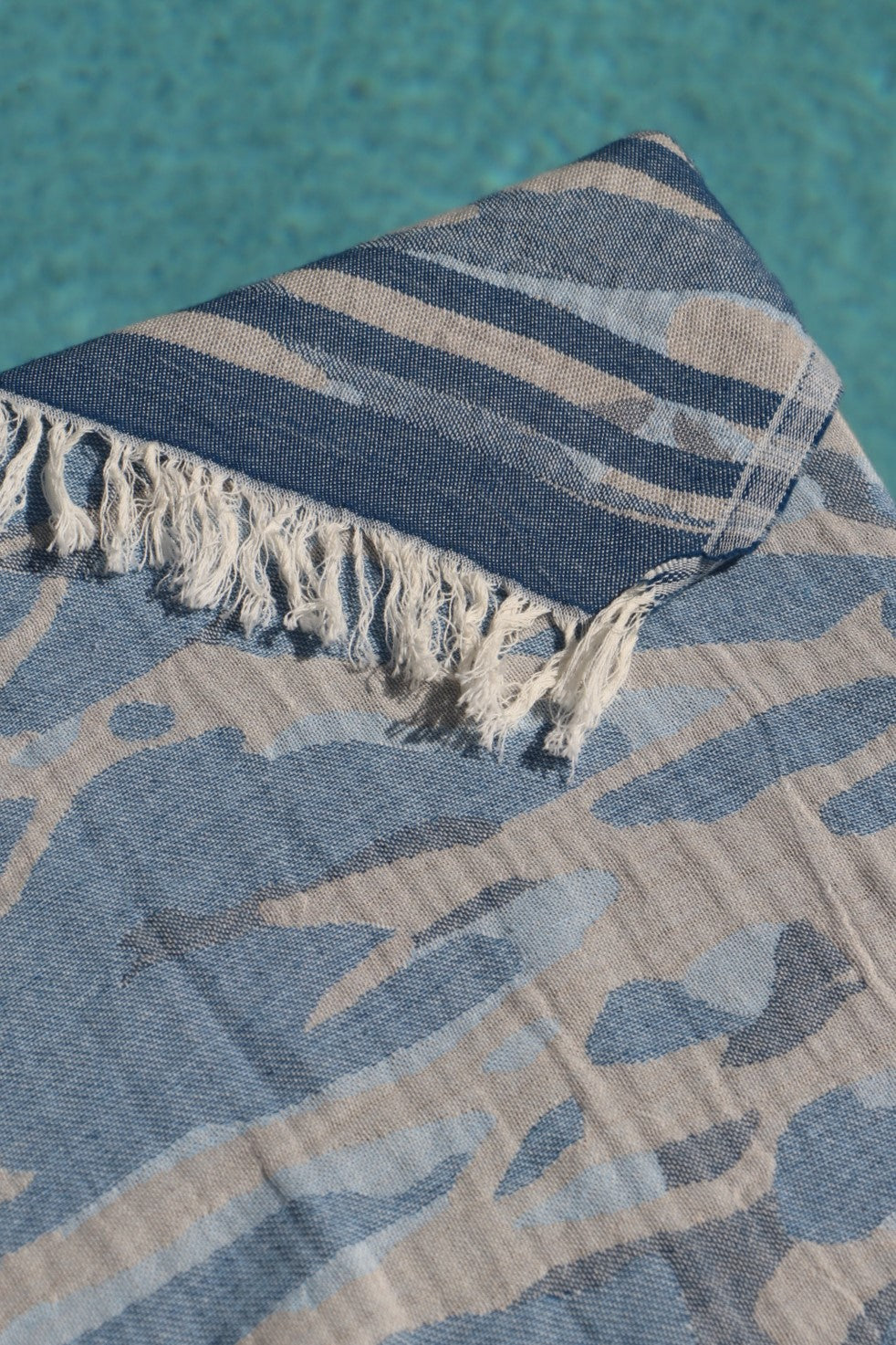 Blue cottesloe turkish towel close up