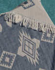 Blue Freemantle turkish towel close up