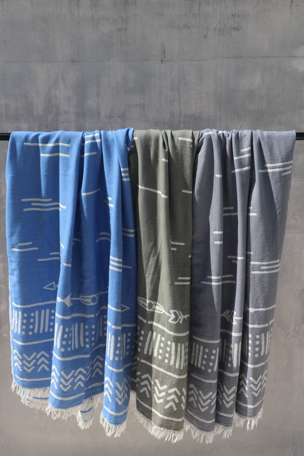 huskisson turkish towel in 3 colours hanging