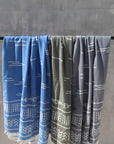 huskisson turkish towel in 3 colours hanging