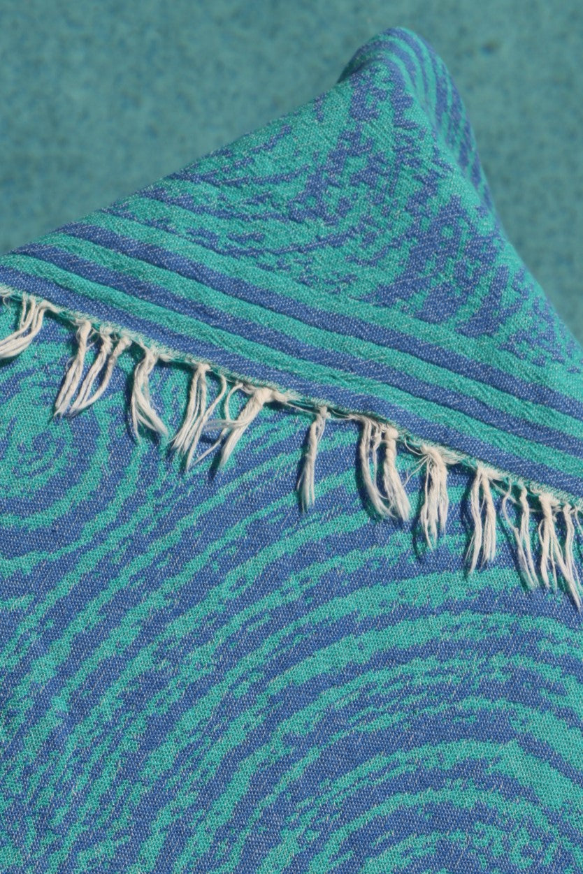 Close up blue green newport turkish towel