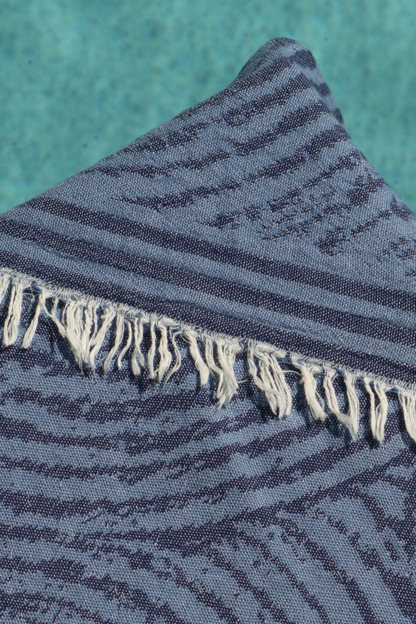 close up blue navy newport turkish towel