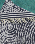 close up of navy newport turkish towel