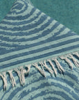 close up of teal blue newport tukish towel