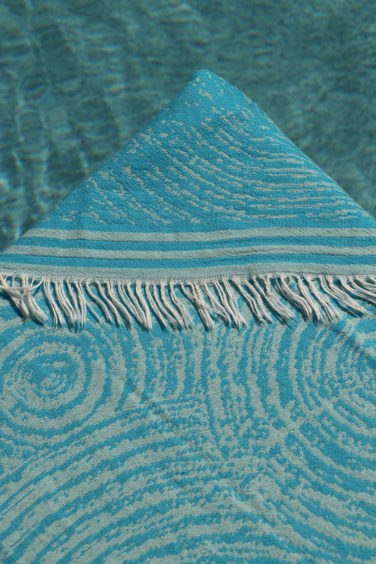 close up of turquoise newport turkish towel