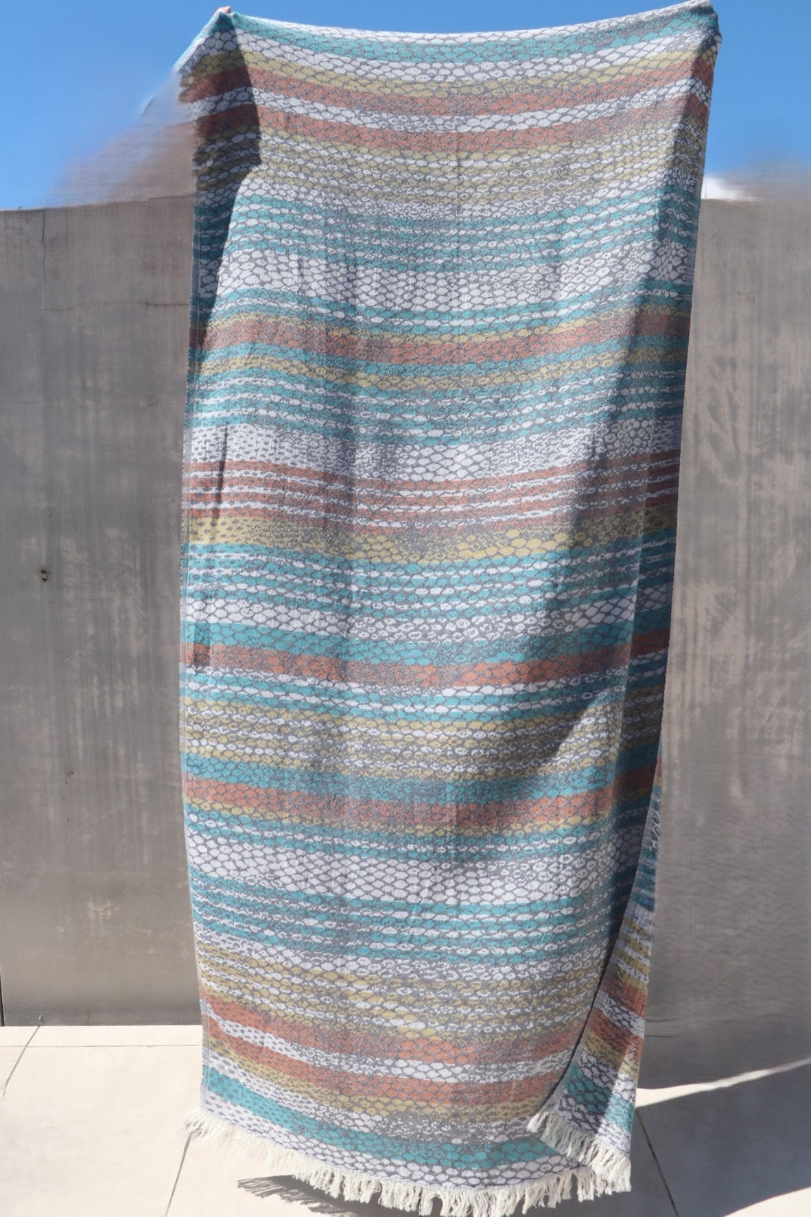 Multi coloured Terrigal turkish towel in full