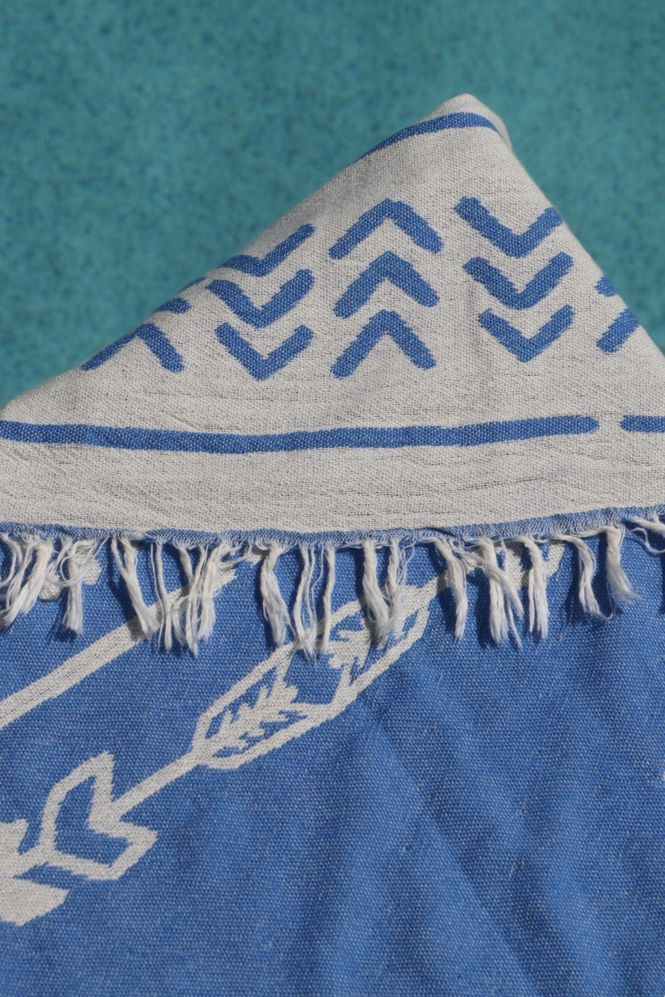 Huskisson blue turkish towel close up